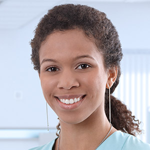 Smiling nurse icon with a professional, friendly demeanor.